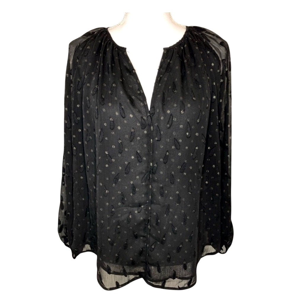 NWT See U Soon Women Paisley Top Blouse Shirt Boho Black Size Small